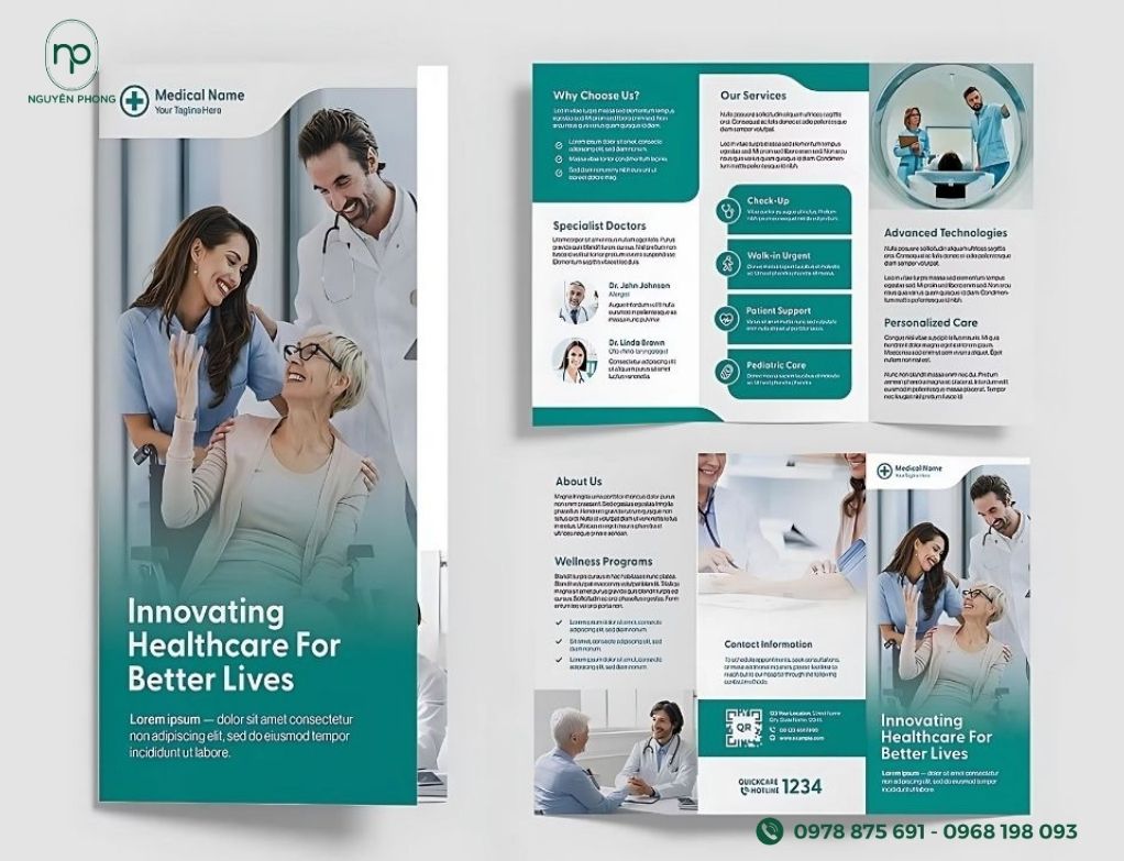 Logo phòng khám in trên tờ rơi